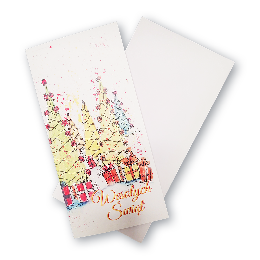 Калядная паштоўка «Wesołych Świąt» з канвертам