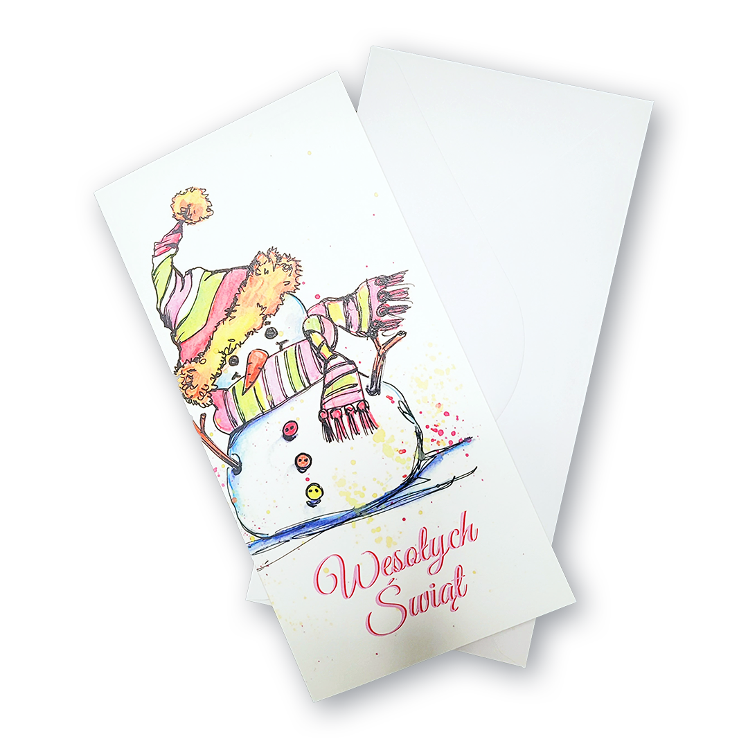 Калядная паштоўка «Wesołych Świąt» з канвертам