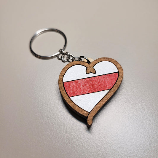 Keychain "White-red-white heart"